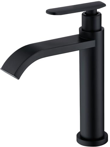HOMELODY Wasserfall Kaltwasserhahn Schwarz Wasserhahn Kaltwasser Kaltwasserhahn gäste wc Kaltwasser Armatur Wasserhahn Bad Armatur Waschtischarmatur für Waschbecken Klein Badzimmer…