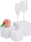 Cliselda 3 Stück Schaukasten Acryl weiße, Acryl Vitrine mit Hohlem Boden, Acrylbox Würfel Riser Display Ständer Box für Cupcakes, Süßigkeiten, Desserts, Buffets, Schmuck (Klein)