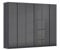 Rauch Möbel Monostar, Drehtürenschrank, Kleiderschrank, Garderobe, 6-türig, 6 Glastüren, inkl. Schubkasteneinsatz und Wäscheeinteilung, Farbe Glas Basalt/Grau metallic, Schwarz, 271x210x54cm