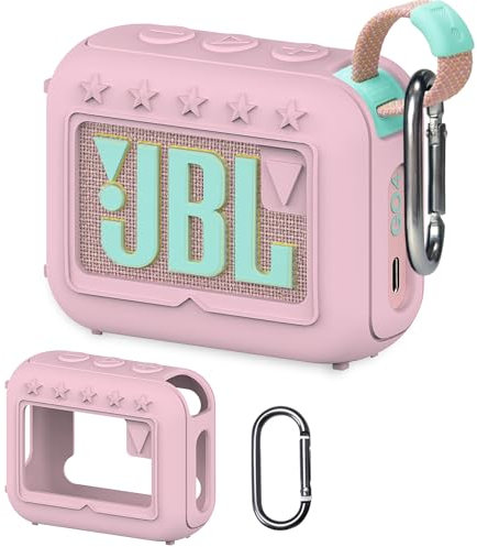 XEGIMOR Silicone Cover Case Compatible with JBL Go 4 Ultra Portable Bluetooth Speaker, Soft Skin Sleeve for JBL Go 4 Pro Sound Speaker Accessories(Pink Case)
