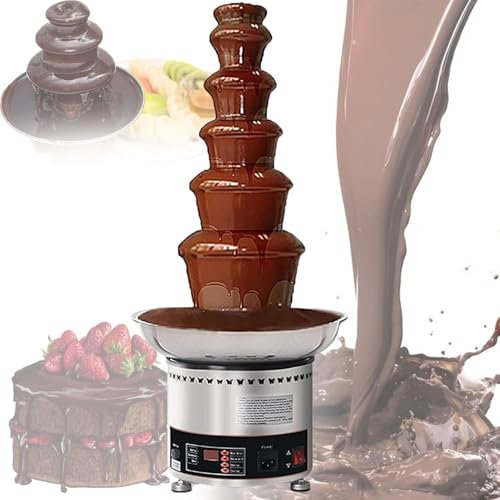 RayGenius Chocolate Fountain, 4/5/6/7 Tier Electric Chocolate Fountain, Stainless Steel Melter for Cooking, Commercial, Home, Weddings.,6Layers