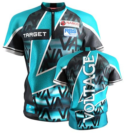 Target Darts Rob Cross Dart Shirt 2025, Größe: XXL | Herren Darts Weltmeisterschaft Shirt, Coolplay kragenloses Dart-Top für Erwachsene, Dartboards Top für Männer, Voltage Player Edition T-Shirt