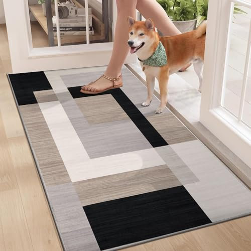 BedLooms Door Mat Indoor & Outdoor 80x150 cm – Non Slip Heavy Duty muddy mats for dogs UK – Stylish & Print Welcome Front Doormat – Dirt Trapper Kitchen Floor Mat Inside Outside Doormats, Milo Neutral