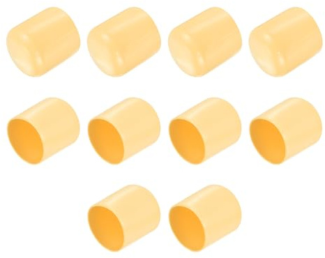 sourcing map 10pcs Rubber End Caps 39mm ID Vinyl Round Tube Bolt Cap Cover Thread Protectors Beige