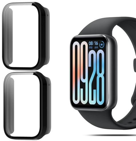 QULLOO 2 Pezzi Cover per Xiaomi mi Smart Band 9 PRO, Morbida TPU Protettiva Custodia in Utrasottile con Pellicola Protezione Schermo per Xiaomi Band 9 PRO (Nero)