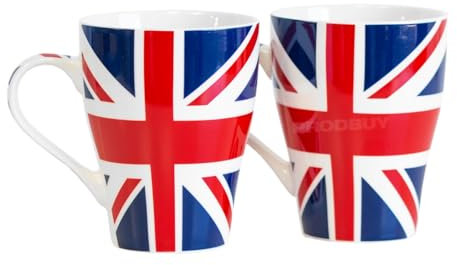 Darthome Set of 4 x UK Union Jack Flag Mugs Cups Drinks Tea Coffee Souvenir London Gifts