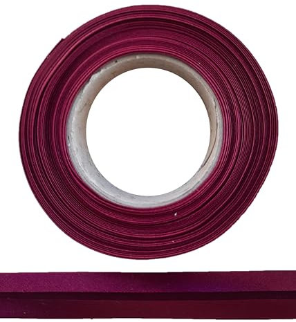 ME:NaMa Schrägband aus Polyester (Satin) - 10 m x 20 mm (gefalzt) - Hochwertiges Einfassband, Satinband, Schrägband - Ideal zum DIY-Nähen - In Belgien hergestellt, auf einer Rolle (Weinrot)