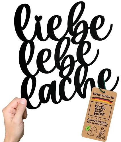 Lebe liebe lache Schild - Schriftzug - Deko Wohnzimmer Wandtattoo - Wanddekoration - Wanddeko Schlafzimmer - Wandsticker - Live Laugh Love Wandschild - Wanddeko Wohnzimmer für zu Hause aus Kunststoff