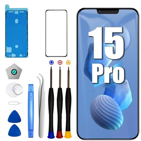 DTD iPhone 15 Pro LCD Bildschirm Ersatz 6,1 Zoll LCD Bildschirm 1:1 Auflösung für iPhone 15 Pro LCD Display Digitizer mit Reparaturwerkzeuge für 15 Pro