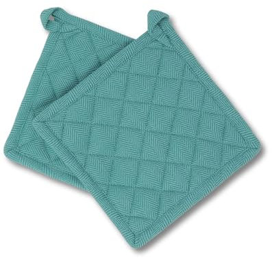 gws Hitzebeständige Topflappen 1 Paar Petrol 20 x 20 cm 100 Prozent Baumwolle Oeko-TEX Standard 100 rutschfest waschbar