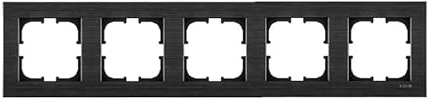 EXEN - Serie COMFORT Rahmen 5-fach für Lichtschalter und Steckdose - Panel für Wandlichtschalter und Steckdosen - Cosmic Schwarz - 368mm - C105/09E