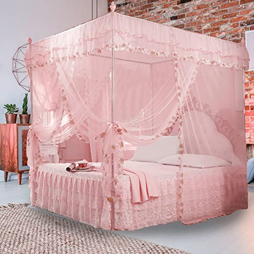 4 Ecken nach dem Bett Baldachin Vorhang, gemütliches Drapy -Quadratnetz, 3 Öffnungen Mückennetz für Erwachsene Prinzessin Schlafzimmer Dekoration (120 * 200 * 200)