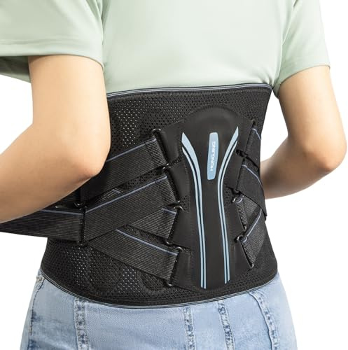 HONGJING Rückenstützgurt, bionischer Unterstützung zur von Rückenschmerzen | atmungsaktive 3D-Lendenwirbelstütze mit Seilzugsystem und 7 Stäben, geeignet für Männer und Frauen (S)