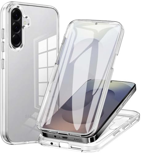 GOKEN Cover per Samsung Galaxy A56 / A36, Trasparente 360 Gradi Custodia con Pellicola Protettiva Integrata Rugged Case, TPU Silicone Bumper + PC Retro Rigido, Trasparente