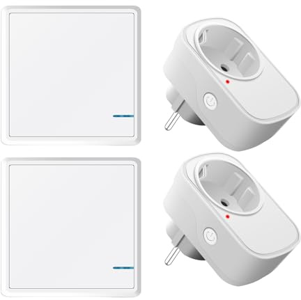 NineLeaf Steckdosen mit Fernbedienung 2 Sets,Kabellos,15A 4125W | 80~275V,50M Reichweite,Programmierbar,kabellose Schalter und Steckdose für Lampen und Haushaltsgeräte,Weiß