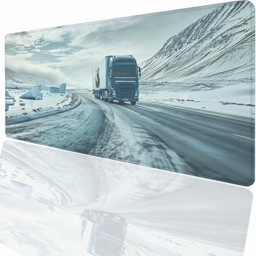 Gaming Mauspad LKW Motiv, Mousepad XXL 800x300x3mm, Wetterfest Anti-Rutsch Schreibtisch Mouse Pad verbessert Präzision und Geschwindigkeit, Gaming Zubehör für Home Zimmer Deko PjY2478 D-Y
