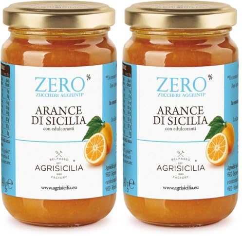 Agrisicilia Marmellata di Arance di Sicilia Zero Zuccheri 240g – 100% frutta Siciliana, Senza Zuccheri Aggiunti, ideale per colazione e merenda (Confezione da 2)