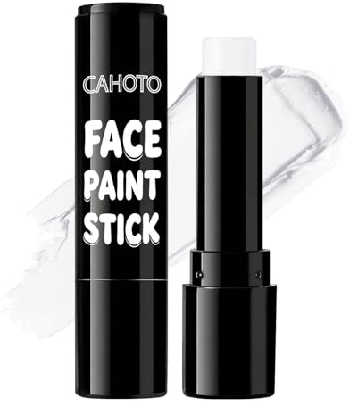 CAHOTO White Face Body Paint Stick, Oil-Based Eye Black Sports Paint | Foundation Makeup, Halloween Paint for Goth Clown Zombie Skeleton Skull Vampire SFX Cosplay Mime Ghost Corpse, 0.12oz