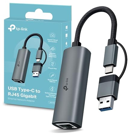 NEW TP-Link UE310C USB-C & USB-A to Ethernet Adapter | USB 3.0 to RJ45, Gigabit Port, Plug & Play, MacBook, Laptop, Chromebook, Nintendo Switch, Windows, macOS, Linux