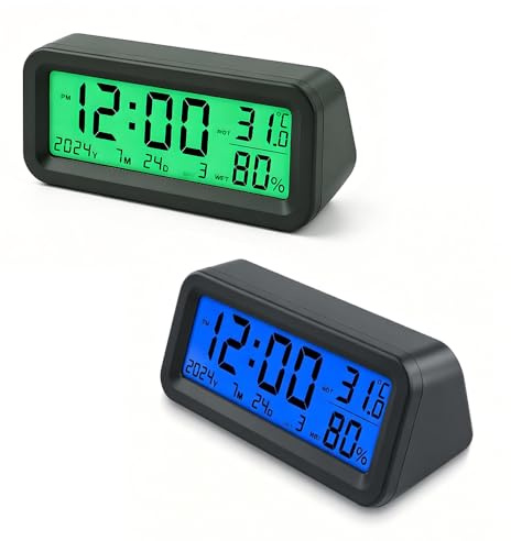 Mini Auto-Uhr, LCD Selbstklebend Leuchtende Autouhr, Solar Mini-Digitaluhr, Fahrzeug Elektronische Digitaluhr für das Armaturenbrett, Zeit, Datum, Temperaturanzeige, Luftfeuchtigkeit, Car Clock