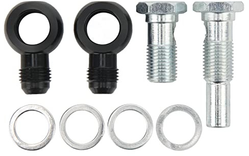 Transmission Oil Cooler Banjo Fitting Kit, AN6 x 1/4 NPSM Aluminum Alloy Adapter for 4L80E Transmissions 1997-2010, Direct Replacement with Gaskets Included
