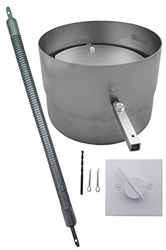 hs-kamine Rohr mit Abgas-Drosselklappe Varianten Ø 180 mm biegsame Welle 50 cm und Drehknopf Ø180 mm Drehknopf weiß