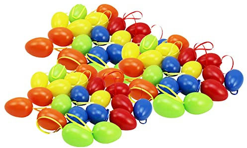 com-four® 60x Ostereier zum Aufhängen, Osterdeko in 5 kräftigen Farben | Deko Ostereier - Größe: 6 cm