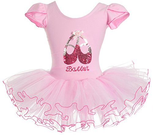 Lito Angels Tutu Danse Classique pour Enfant Fille, Robe de Ballet Ballerine, Justaucorps avec Jupe, Taille 5-6 Ans, Rose (Numéro d'étiquette XL)