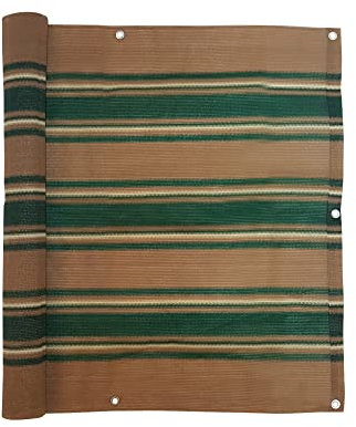 jarolift Balkonbespannung Basic, Balkon Sichtschutz Windschutz Sonnenschutz Balkon-Verkleidung, Atmungsaktiv, 600 x 90 cm Dunkelgrün/Weiß/Hellbraun