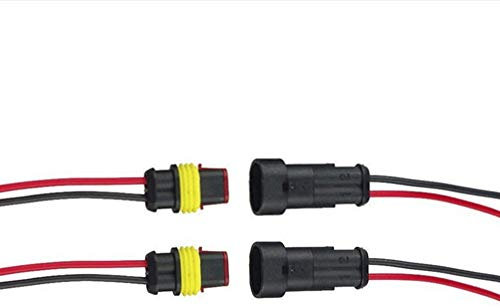 Qiorange 2 TLG 2 Poliger Kabel Steckverbinder Wasserdichter Stecker Nylon Schnellverbinder Superseal mit Draht für KFZ LKW Auto Boote Motorrad (2 Pin 2Pcs)