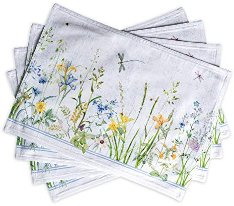 Maison d'Hermine Tischsets 100% Baumwolle 4er Set 33cm x 48cm Ostern Dekorative Tischsets für Dinner Restaurant Camping Fleurs De Mai – Frühling/Sommer