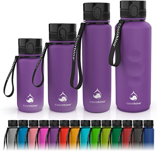 coolrhino Trinkflasche 1l für Sport, Outdoor, Schule, Fitness & Kinder - Wasserflasche auslaufsicher und Bpa frei - Flasche für Kohlensäure geeignet (Rhino lila, 1000ml)