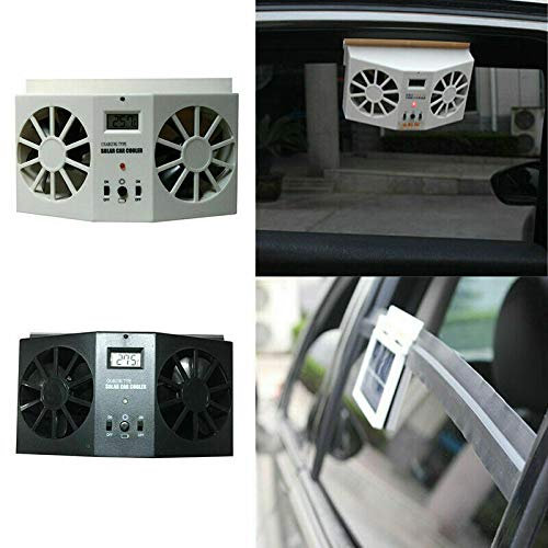 Calentador de ventilador de escape solar a batería, ventilador de parabrisas de coche solar automático, mini aire acondicionado, calentador de verano, herramientas de enfriamiento, blanco