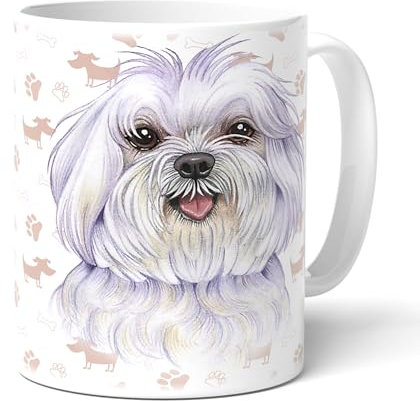 power gift MALTESER - Kaffeetasse, Becher, Teetasse aus hochwertiger Keramik. Kaffeebecher mit schöner Grafik und Spruch in deutscher Sprache. Praktisches Geschenk.