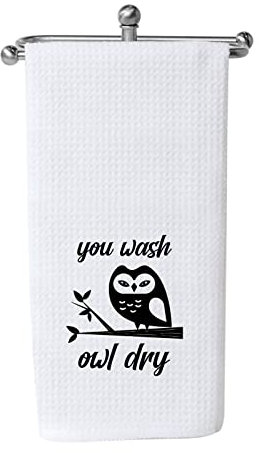 WCGXKO Eule Liebhaber Geschenk Eule Küche Dekor Einweihungsgeschenk Sie waschen Eule trocken Geschirrtuch Küchentücher Geschirrtuch (Sie waschen Eule trocken)