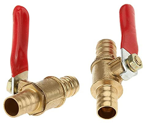 HATOOLHA® Messing Kugelhahn Absperrventil Schalter, 12 mm Schlauchstutzen Rohrverschraubungen Anschluss mit 180 Grad Bedienungsgriff (2 Stück)