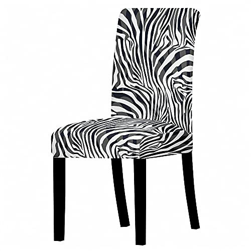 Highdi Stuhlhussen 1/4/6er Set Spannbezug Stuhlbezüge, Universal Abnehmbare Waschbar Stuhlbezug Weiche Elastisch Hussen,Stretch Stuhlüberzug für Esszimmer Hotel Party -Tierdruck (Zebra,6 Stück)