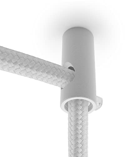 Amarcords - 5 Descentralizadores gancho verticales y prensacables de aluminio con ajuste de cable visible, para lámparas abatibles verticales y suspensiones. Color BLANCO