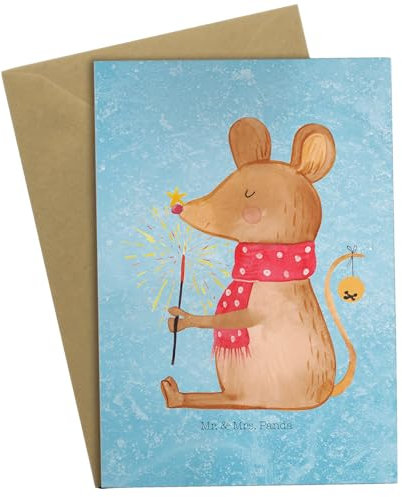 Mr. & Mrs. Panda Grußkarte Maus Weihnachten - Geschenk, Glückwunschkarte, Einladungskarte, Weihnachtsdeko, Wintermotiv, Winter, Ansichtskarten,