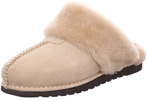 Rohde Damen Hausschuh Leder Pantoffel Lammfell Arabba 7050, Größe:38 EU, Farbe:Beige