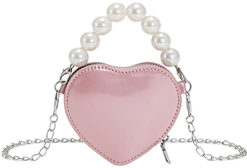 VALICLUD Herzförmige Umhängetasche Kleine Kleiner Herz Geldbörse Mit Kette Rosa Für Hochzeit Party Bankett