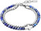 GAVU Herren Zweilagiges Armband Perlen Armband aus Lapislazuli und Edelstahl mit Kreuz Charm