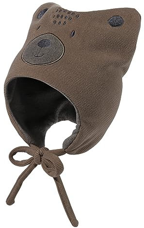 Sterntaler Baby - Jungen Mütze Baby Mütze Bär mit Ohren und Bindeband, beige, 47