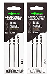 Korda Tackle Kable Leadcore Vorfachring Wirbel, 50 cm, 3 Stück pro Packung