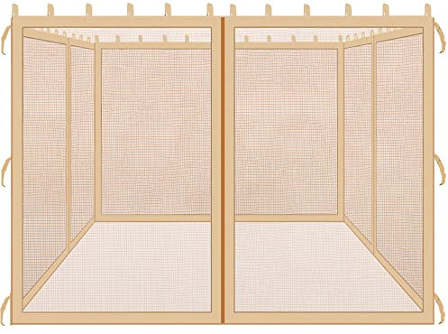 Coverify Gazebo Netting 10x12FT, Universal Replacement Mosquito Netting for Gazebo, Outdoor Pergola Mosquito Netting, 4-Panel Patio Screen Walls with Zipper (Mosquito Netting ONLY, Brown)