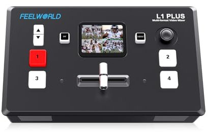 FEELWORLD L1 Plus Mehrkamera-Videomischer mit PTZ-Controller Chroma-Key 4 HDMI-Eingänge USB3.0-Ausgabeformat 2-Zoll-Touchscreen Echtzeitproduktion Live