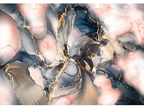 Runa Art Papier peint intissé Mural Abstrait Pastel Moderne Toison Salon Chambre à Coucherr Salle - Tableaux Muraux Tapisserie Photo - Bleu Rose Or 9585010a