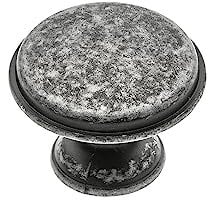 GTV - Cento Knob Antique Silver Diameter 28 mm I Furniture Knobs with Screws I Round Cupboard Knobs Kitchen Knobs Door Knob Drawer Knob Handle I Shell: Galvanised, Painted