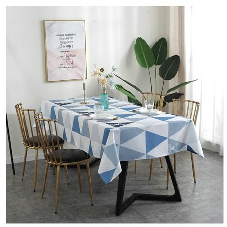 Gualiy Tischdecke Rechteckig, Tischdecke 90x90CM Polyester Tischdecken Waschbar Dreieck Muster Tischdecken für Glastisch, Blau