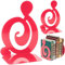 RICOO Buchstütze Rot, Bücherhalter für Regal, Bücherstützen, Buchstopper BS203Rx2, Book Holder, Buchstützen Metall Vintage, 1 Paar (2 Stück)